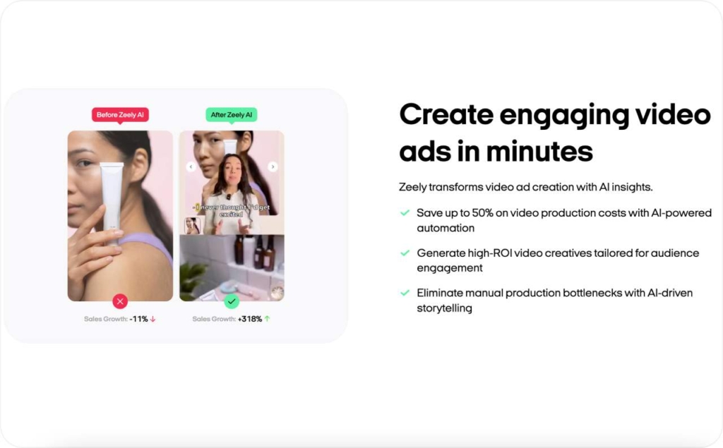 Zeely AI ads generator landing page