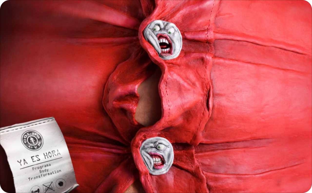 Gold’s gym “Angry tight buttons” advertisement