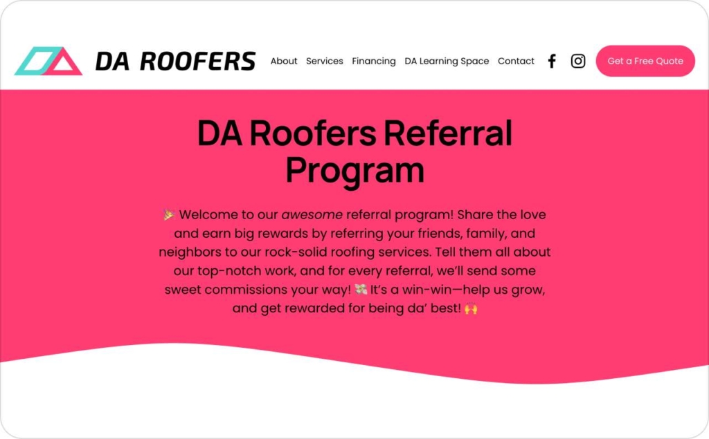 DA Roofers page