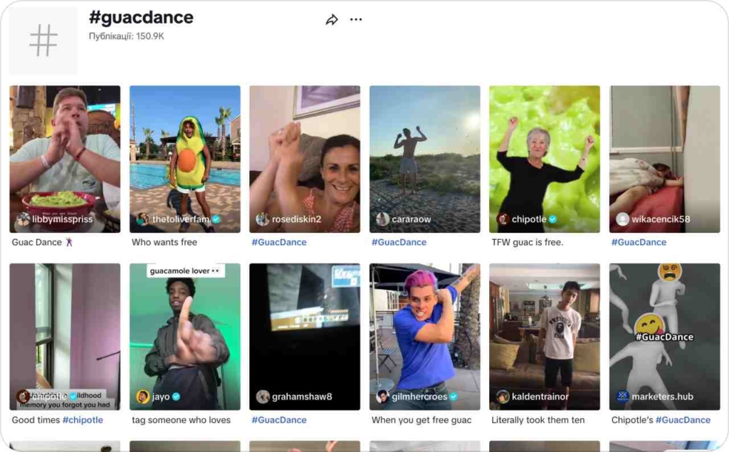 #guacdance hashtag of TikTok
