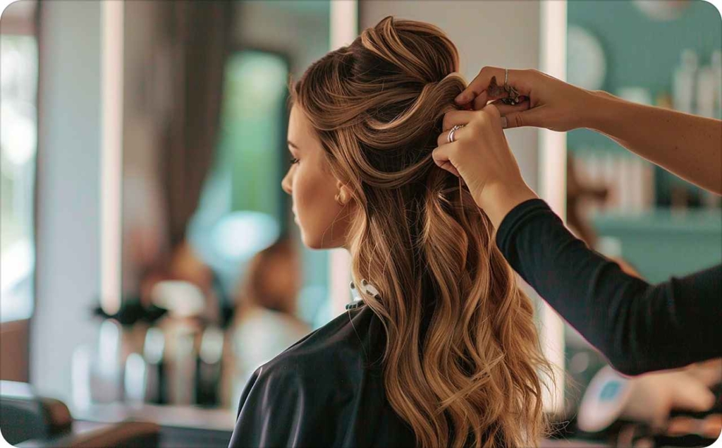 Woman in having her hair styles in hair salong