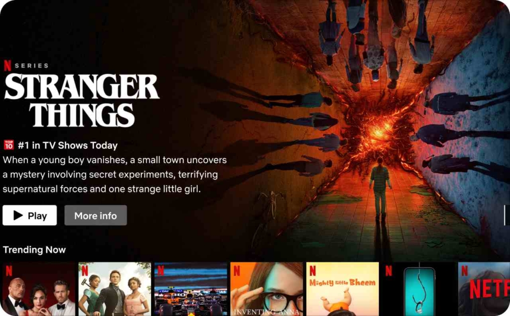 Netflix homepage