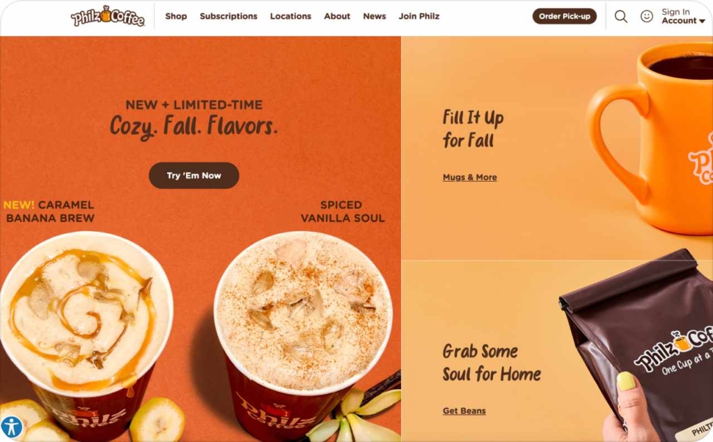 Philz Coffee landing page