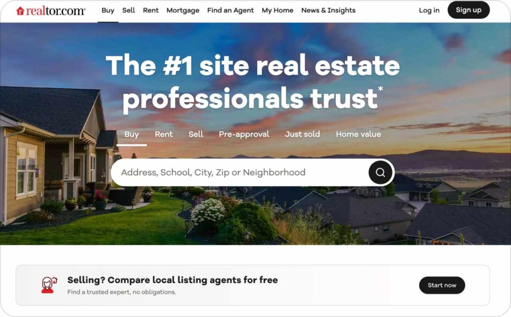 Realtor.com landing page