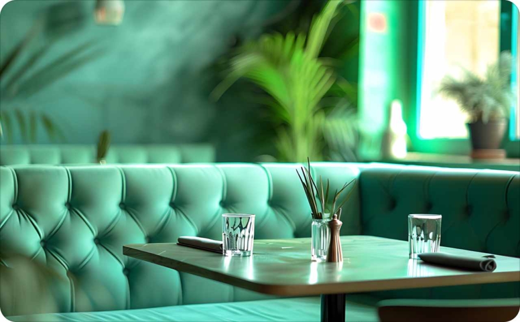 Restaurant design in green color