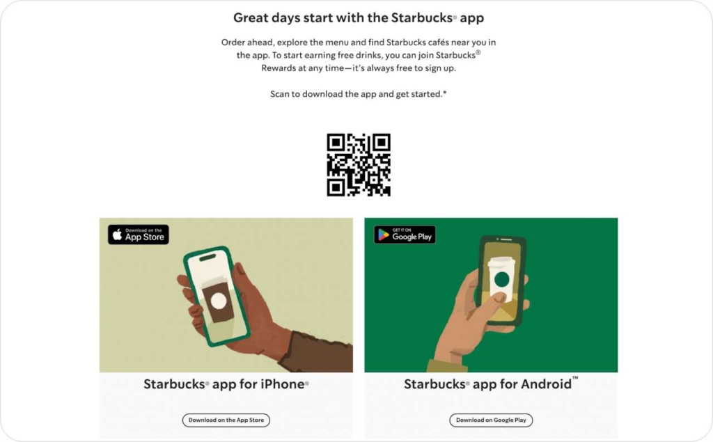 Starbucks landing page