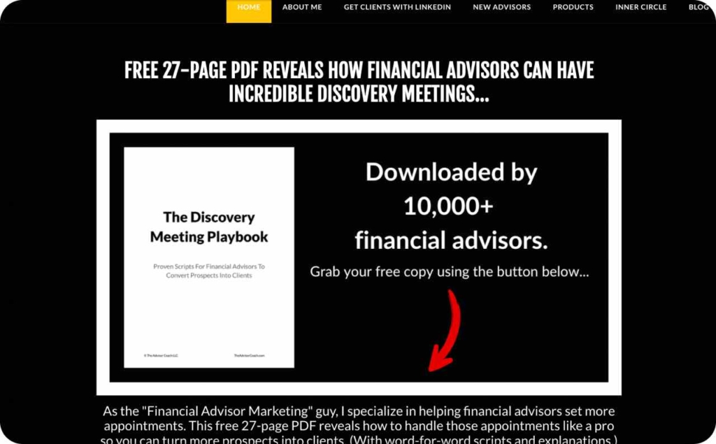 The Advisor Coach page