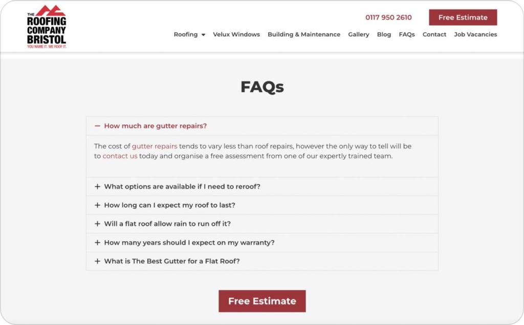 The Roofing Company Bristol page