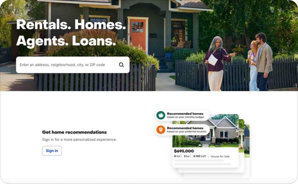 Zillow landing page