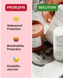Skincare problem-solution ad showing LANEIGE products with before/after