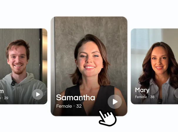 Gallery of 30+ diverse AI avatars with realistic expressions