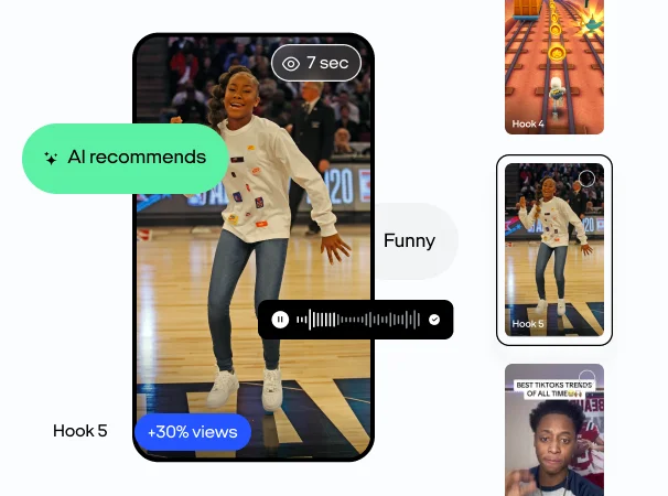 Hook and CTA library with engagement rate indicators